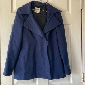 Old navy navy blue double breasted pea winter trench coat sz s winter cold coat
